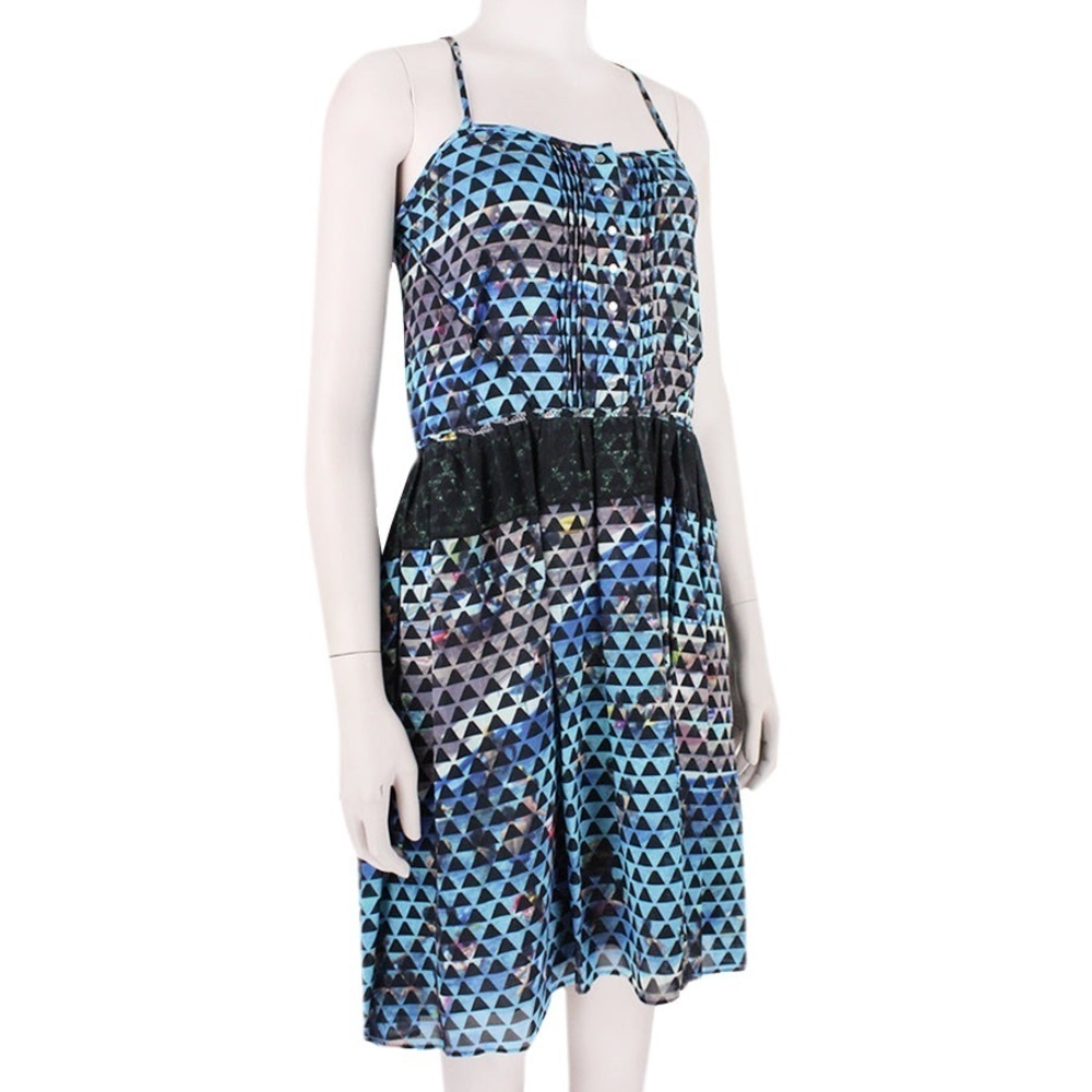 Proenza Schouler Silk Cami Mini Dress Abstract Geometric Multicolor 4 Snap Front